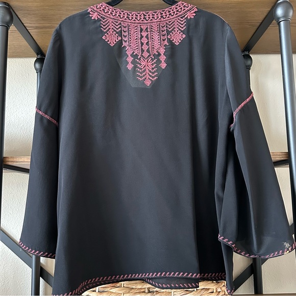 Johnny Was Black and Plum Embroidered Top Size S - Picture 6 of 11